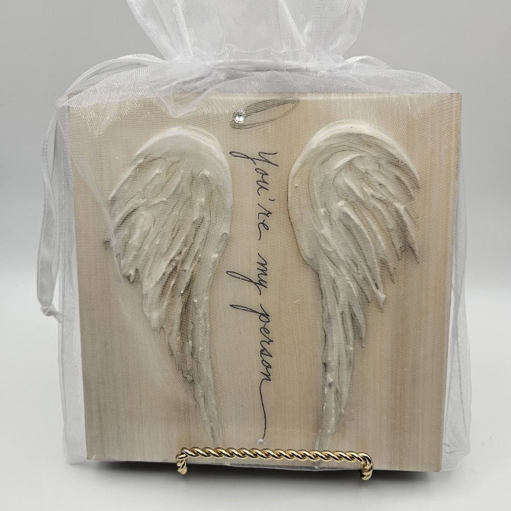 Angels of heART Rustic Wood Angel Wings Plaque "You're My Person" 3D wedding